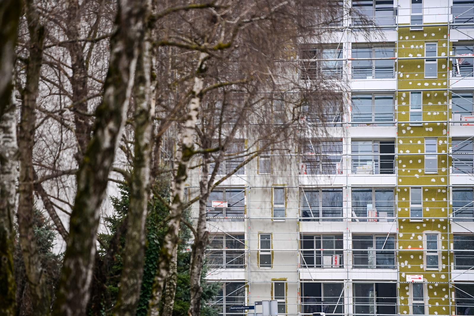 06.03.2023.,  Zagreb - Gradnja novih stambenih zgrada u porastu je kao i cijena kvadrata, na fotografiji je izgradnja stambene zgrade u naselju Trnsko. Photo: Igor Soban/PIXSELL