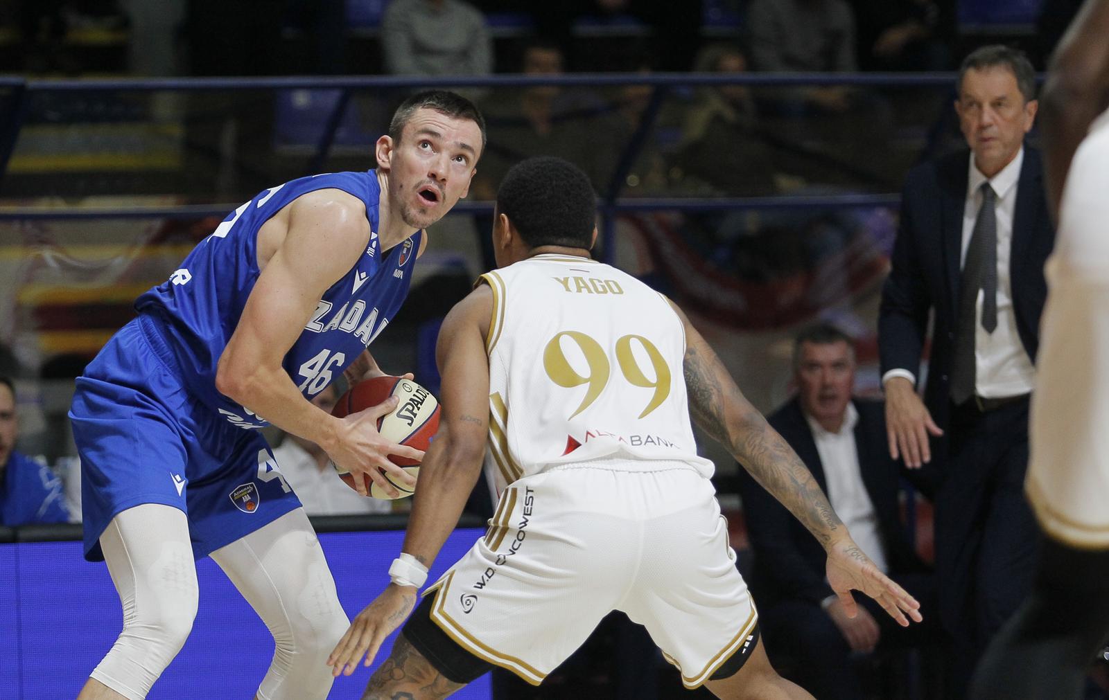 06, October, 2025, Belgrade - The 1st round AdmiralBet ABA League match between KK Crvena zvezda MeridianBet and KK Zadar was played in the Aleksandar Nikolic basketball hall. Marko Rmljak, #46 (KK Zadar), Yago Mateus dos Santos #99 (KK Crvena zvezda MeridianBet). Photo: Bane T. Stojanovic/ATAImages 

06, oktobar 2025, Beograd - Utakmica 1. kola AdmiralBet ABA League izmedju KK Crvena zvezda MeridianBet i KK Zadar odigrana je u kosarkaskoj dvorani Aleksandar Nikolic. Photo: Bane T. Stojanovic/ATAImages Photo: Bane T. Stojanovic/PIXSELL