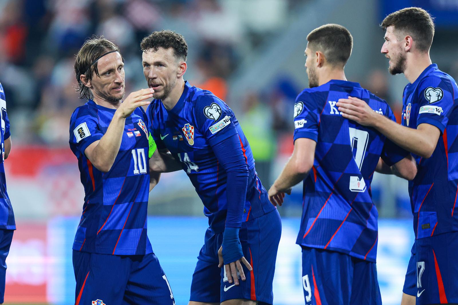 09.06.2025., Opus Arena, Osijek - Kvalifikacije za FIFA Svjetsko nogometno prvenstvo 2026., skupina L, Hrvatska - Ceska. Luka Modric, Ivan Perisic, Andrej Kramaric, Petar Sucic Photo: Davor Javorovic/PIXSELL