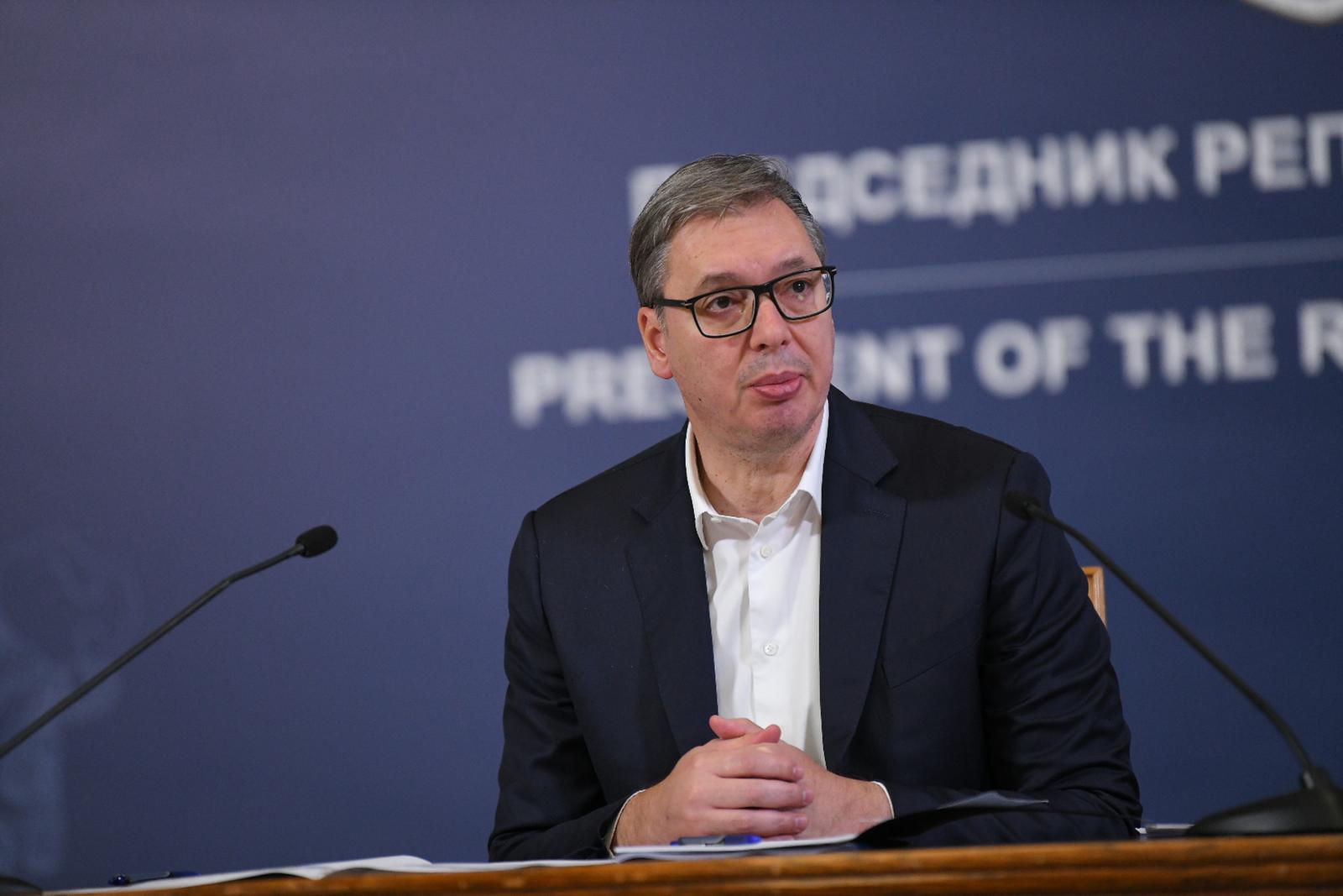 09, October, 2025, Belgrade - The President of the Republic of Serbia Aleksandar Vucic addressed the nation from the building of the General Secretariat of the President of the Republic. Aleksandar Vucic. Photo: R.Z./ATAImages 

09, oktobar 2025, Beograd - Predsednik Republike Srbije Aleksandar Vucic obratio se naciji iz zgrade Generalnog sekretarijata predsednika Republike. Photo: R.Z./ATAImages Photo: R.Z./ATA Images/PIXSELL