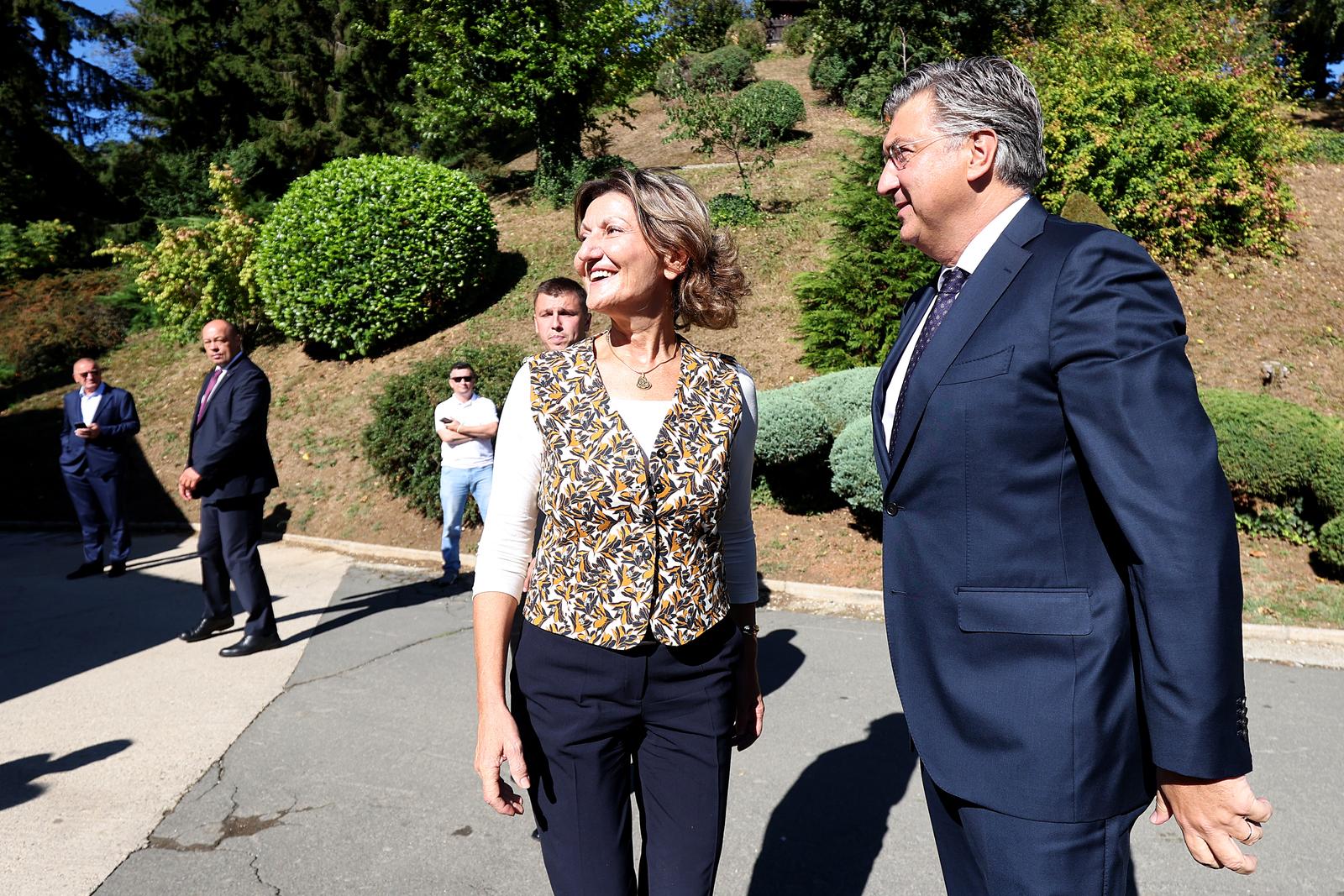 10.09.2024., Koprivnica - Konferencija "Hrvatska kakvu trebamo: Hrana kao geopoliticko i stratesko pitanje" odrzana je u Restoranu Stagelj. predsjednica Uprave Podravke Martina Dalic, predsjednik Vlade RH Andrej Plenkovic Photo: Goran Stanzl/PIXSELL