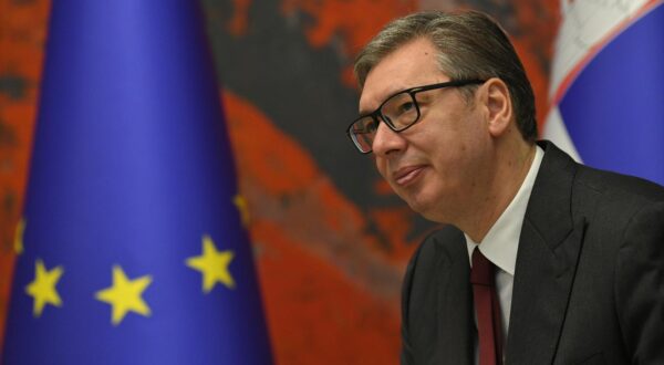 15, October, 2025, Belgrade - The President of the Republic of Serbia Aleksandar Vucic hosted the President of the European Commission Ursula von der Leyen, who is on an official visit to Serbia. Aleksandar Vucic. Photo: R.Z./ATAImages 

15, oktobar 2025, Beograd - Predsednik Republike Srbije Aleksandar Vucic ugosto je predsednicu Evropske komisije Ursulu fon der Lajen, koja boravi u zvanicnoj poseti Srbiji. Photo: R.Z./ATAImages Photo: ATAImages/PIXSELL