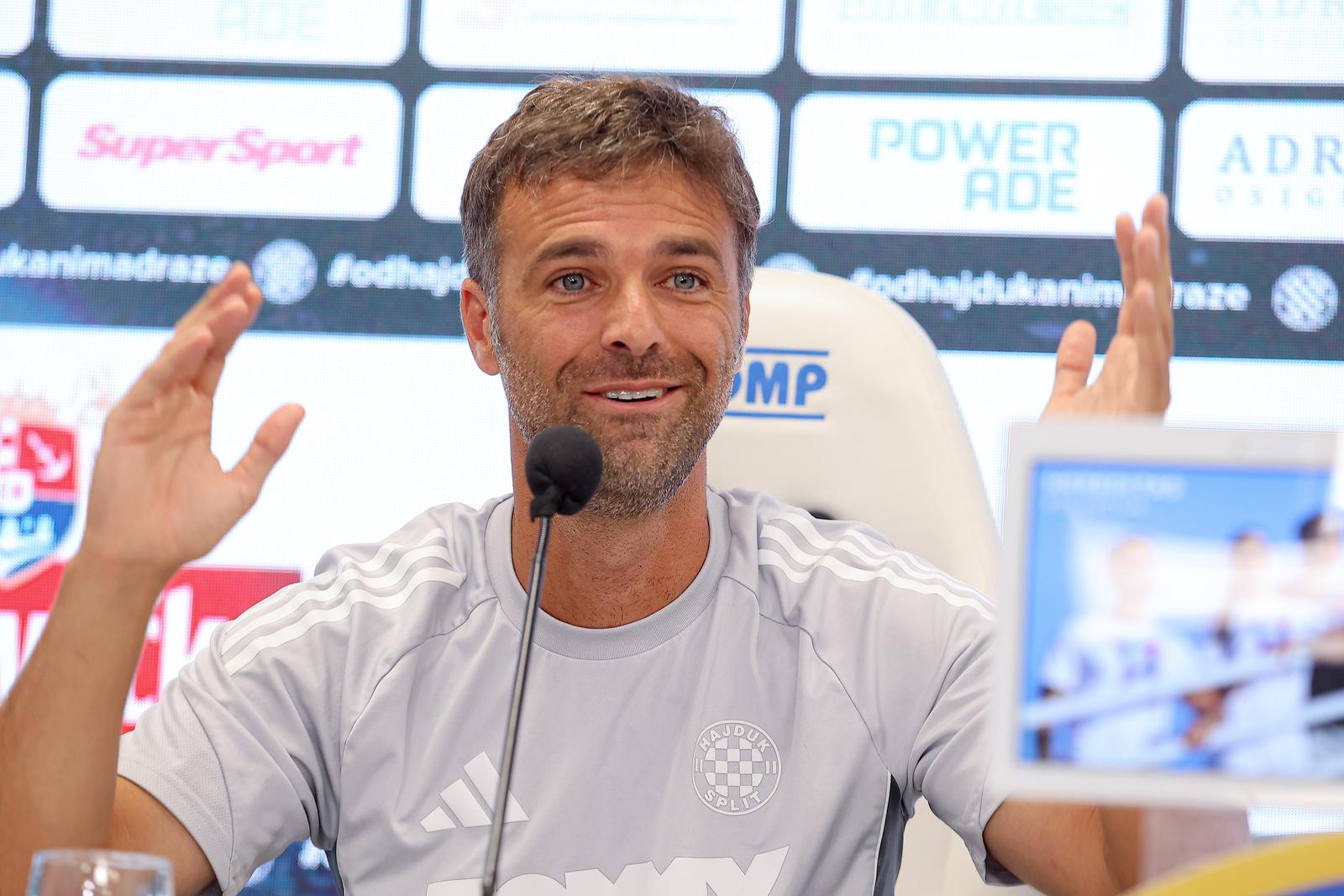 19.09.2025., Split - Trener Hajduka Gonzalo Garcia na konferenciji za medije uoci utakmice 7. kola SuperSport HNL-a izmedju Hajduka i Dinama. Photo: Ivana Ivanovic/PIXSELL