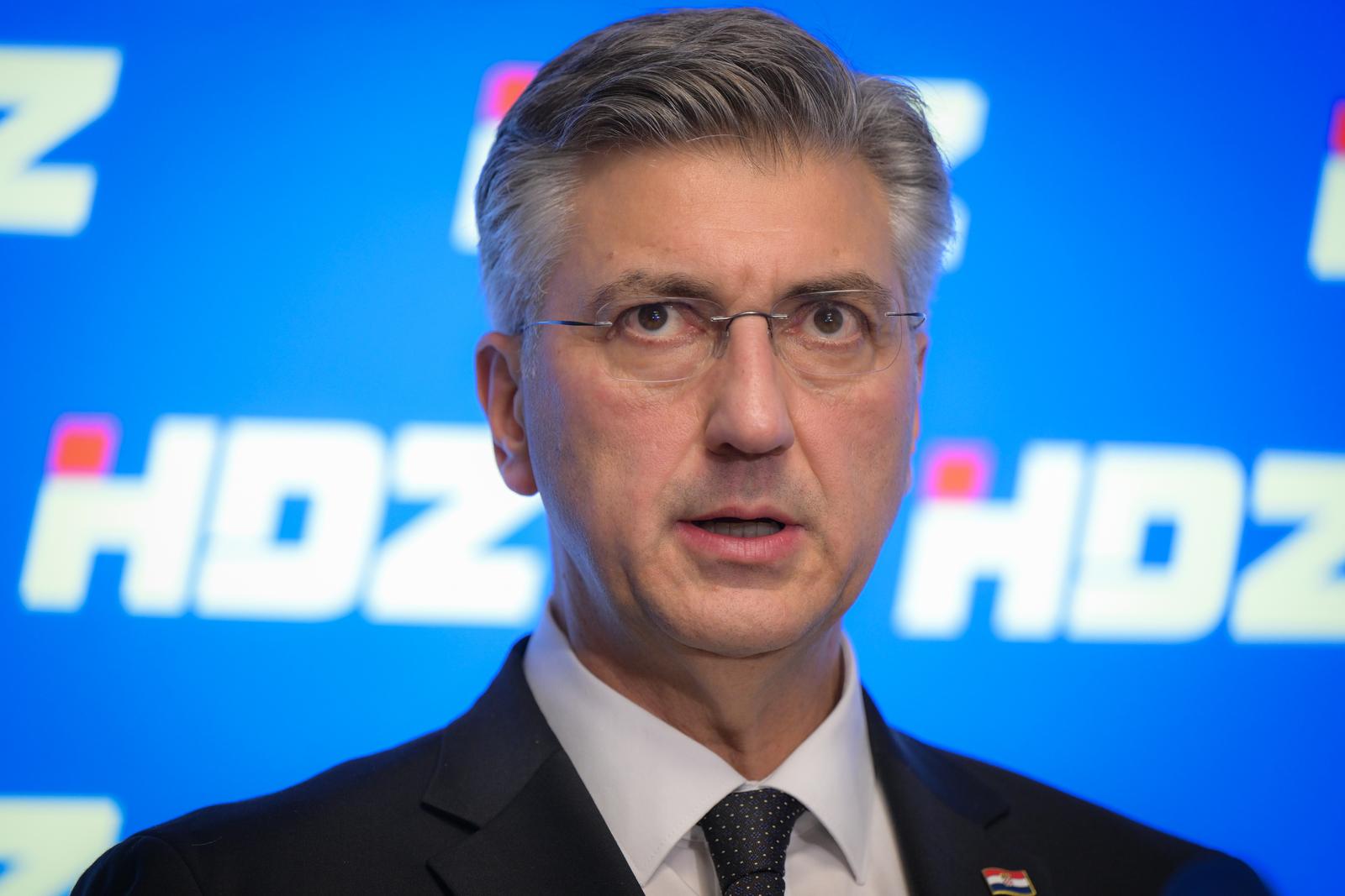 27.10.2025., Zagreb -Premijer Andrej Plenkovic dao je izjavu za medije nakon sjednice sireg Predsjednistva i Nacionalnog odbora HDZ-a. Photo: Neva Zganec/PIXSELL