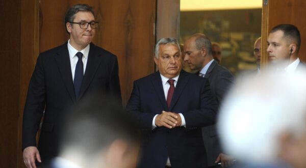 29, September, 2023, Belgrade - After the meeting as part of the initiative to establish the strategic security of the region in the field of energy, water supply, food industry and human resources, the President of the Republic of Serbia, Aleksandar Vucic, and the Prime Minister of Hungary, Viktor Orban, addressed the media at the Palace of Serbia. Viktor Orban, Aleksandar Vucic. Photo: M.A./ATAImages

29, septembar, 2023, Beograd - Nakon sastanka u okviru inicijative za uspostavljanje strateske bezbednosti regiona u oblasti energetike, vodosnabdevanja, prehrambene industrije i ljudskih resursa, predsednik Republike Srbije Aleksandar Vucic i predsednik Vlade Madjarske Viktor Orban obratili su se medijima u Palati Srbija. Photo: M.A./ATAImages