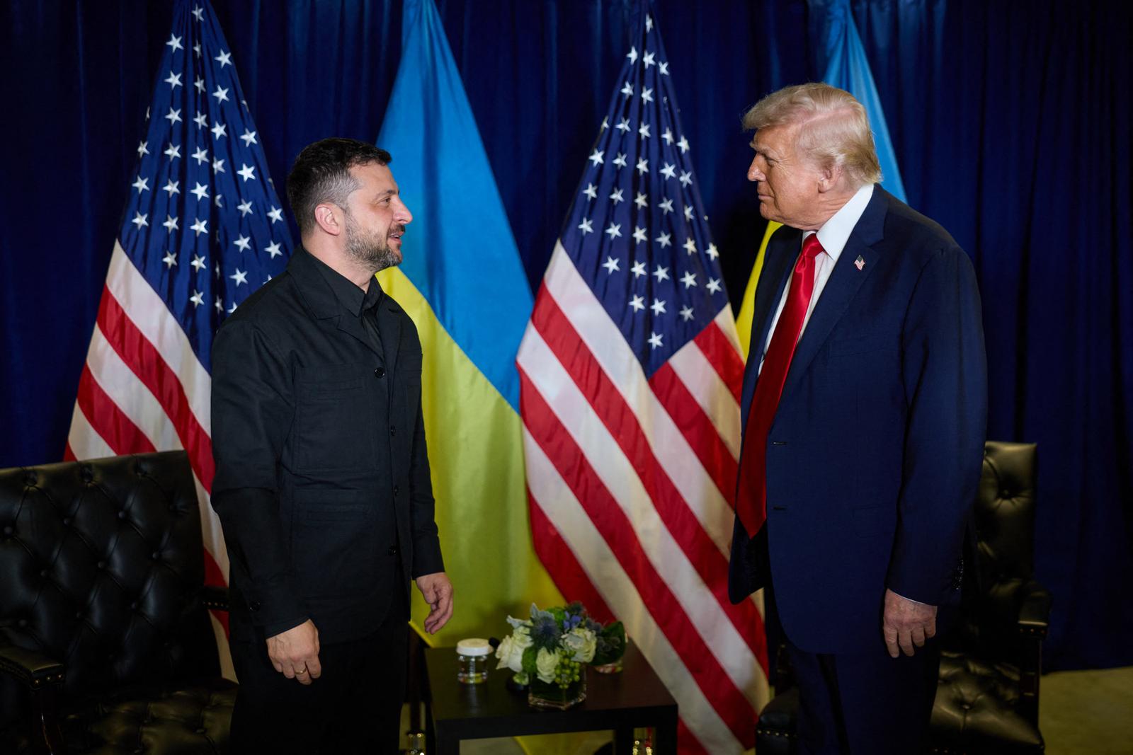 Handout - Ukrainian President Volodymyr Zelenskyy meets with U.S. President Donald Trump on the sidelines of the United Nations General Assembly in New York, on Tuesday, September 23, 2025. Photo via Ukrainian Presidential Press Office/ABACAPRESS.COM Photo: ABACA/ABACA