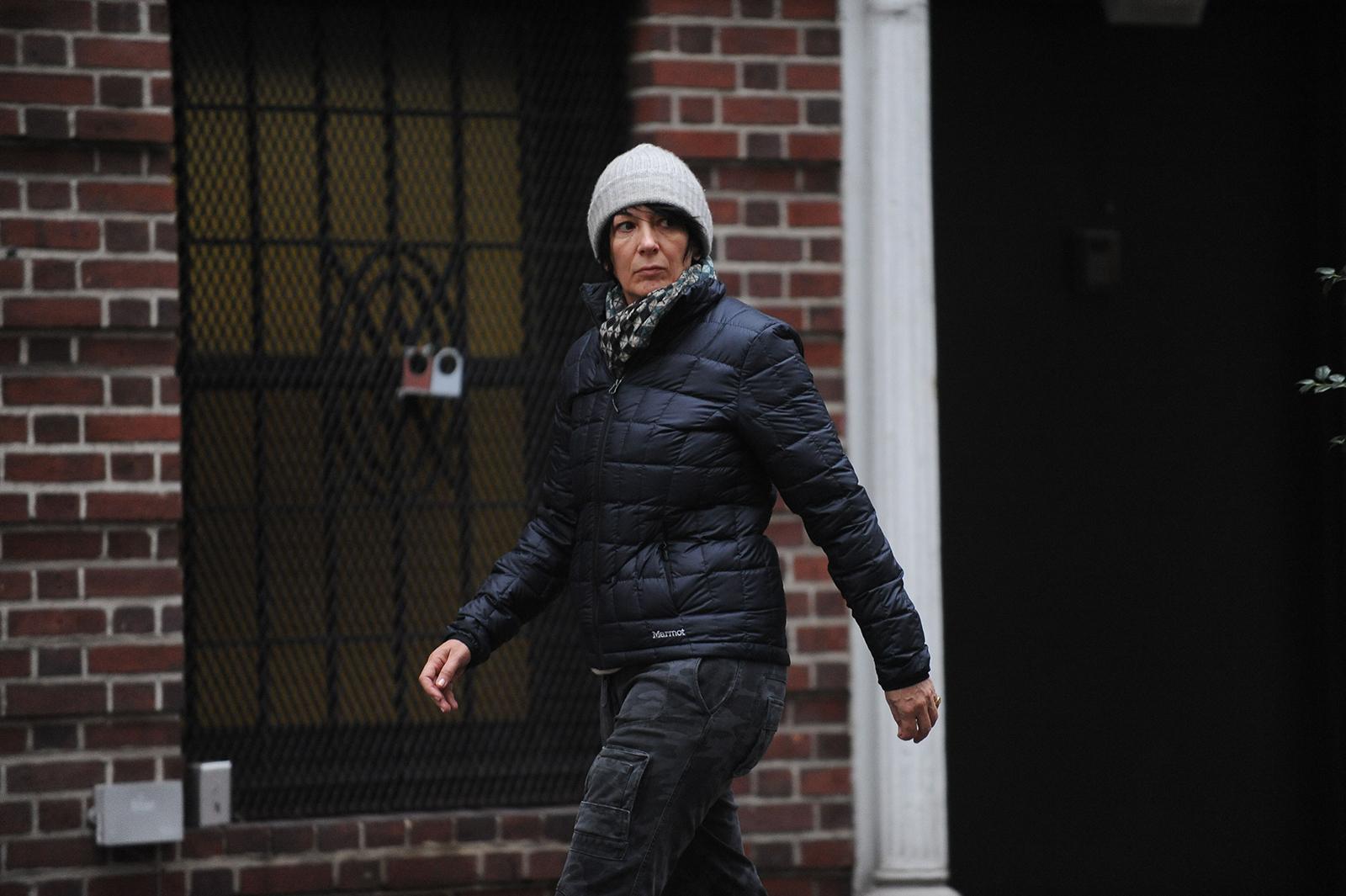 Ghislaine Maxwell, after walking out the side door of her townhouse in Manhattan, on Jan. 4, 2015. (Andrew Savulich/New York Daily News/TNS) Photo via Newscom Photo: Andrew Savulich/NEWSCOM