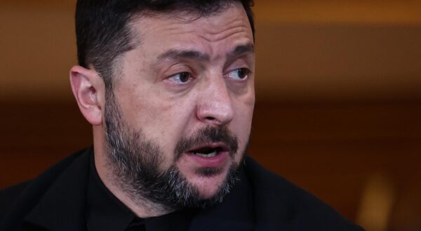 Ukraine's President Volodymyr Zelensky facing a screen with other participants joining by video link during a meeting of the 'coalition of the willing' allies, at the Foreign, Commonwealth and Development Office (FCDO) in Westminster, London. The UK and France have led efforts to bring together countries willing to provide security for Ukraine if a ceasefire is agreed. Picture date: Friday October 24, 2025. Photo: Henry Nicholls/PRESS ASSOCIATION