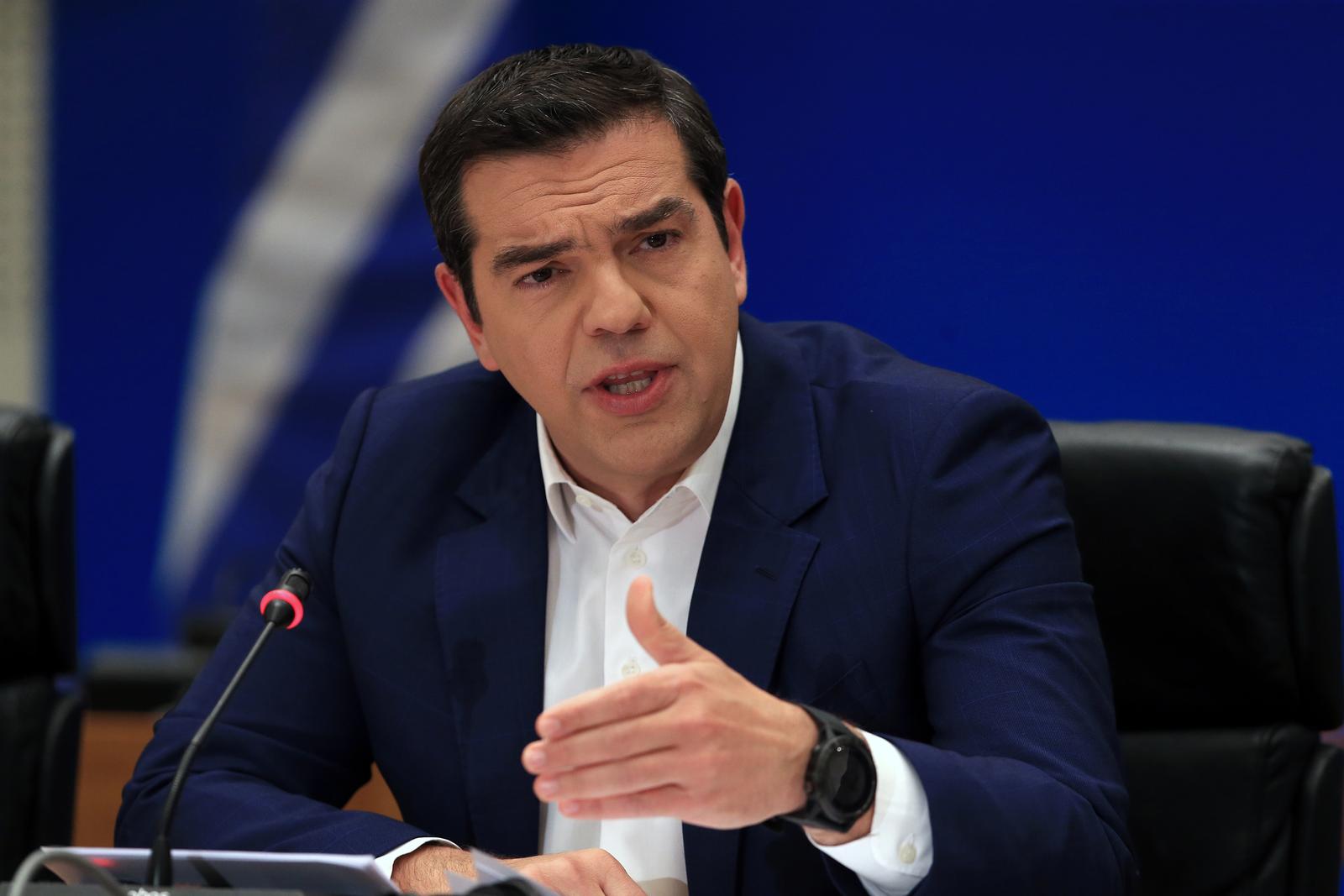 GREECE-ATHENS-BAILOUT-PRESS CONFERENCE (190507) -- ATHENS, May 7, 2019 (Xinhua) -- Greek Prime Minister Alexis Tsipras speaks during a press conference in Athens, Greece, on May 7, 2019. The Greek government announced on Tuesday a package of measures to relieve the burden on taxpayers in the post-bailout era. (Xinhua/Marios Lolos) Marios Lolos  Photo: XINHUA/PIXSELL