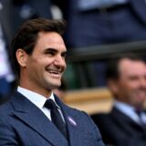 (250708) -- LONDON, July 8, 2025 (Xinhua) -- Roger Federer smiles after the men's singles round of 16 match between Novak Djokovic of Serbia and Alex De Minaur of Australia at the Wimbledon Tennis Championships in London, Britain, July 7, 2025. (Xinhua/Li Ying) Photo: Li Ying/XINHUA